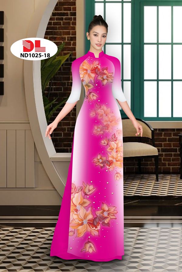 Vải Áo Dài Hoa In 3D AD ND1025 16